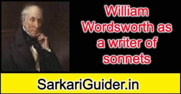 William Wordsworth as a writer of sonnets