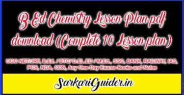 B.Ed Chemistry Lesson Plan pdf download