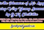On the Pleasures of No Longer Being Very Young Summary by G.K. Chesterton