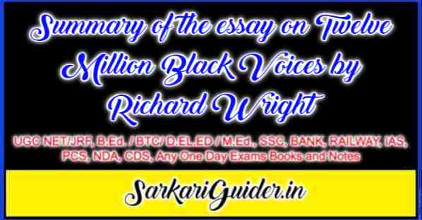 Twelve Million Black Voices Summary by Richard Wright