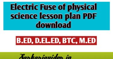 Electric Fuse of physical Science Lesson plan pdf