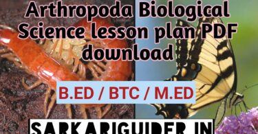 Arthropoda Biological Science Lesson plan pdf