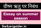 ग्रीष्म ऋतु बहुमूल्य पर निबंध