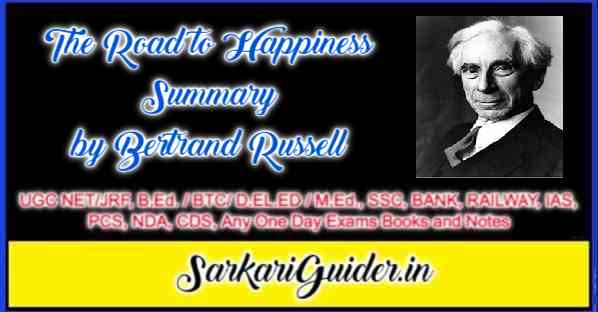 The Road to Happiness Summary by Bertrand Russell