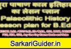 पुरा पाषाण काल इतिहास का लेसन प्लान Palaeolithic History lesson plan for B.Ed.