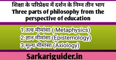 तत्त्व मीमांसा (Metaphysics) | ज्ञान-मीमांसा (Epistemology) | मूल्य-मीमांसा (Axiology)