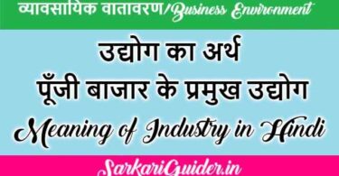 उद्योग का अर्थ | पूँजी बाजार के प्रमुख उद्योग | Meaning of Industry in Hindi