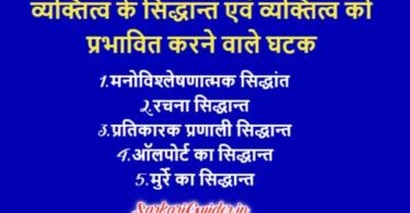 व्यक्तित्व के सिद्धान्त एवं व्यक्तित्व को प्रभावित करने वाले घटक