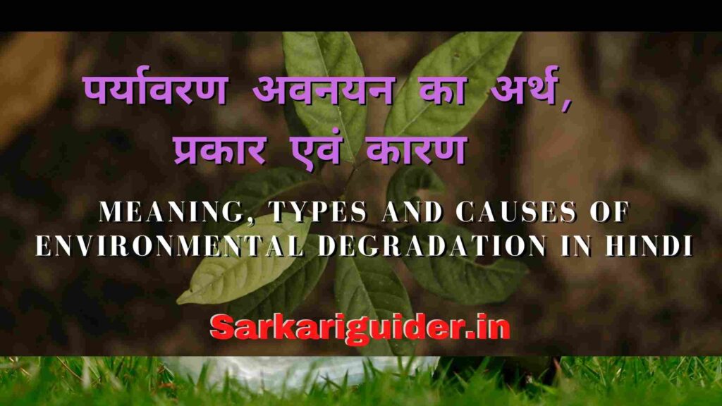 पर्यावरण अवनयन का अर्थ, प्रकार एवं कारण | Meaning, types and causes of environmental degradation in Hindi