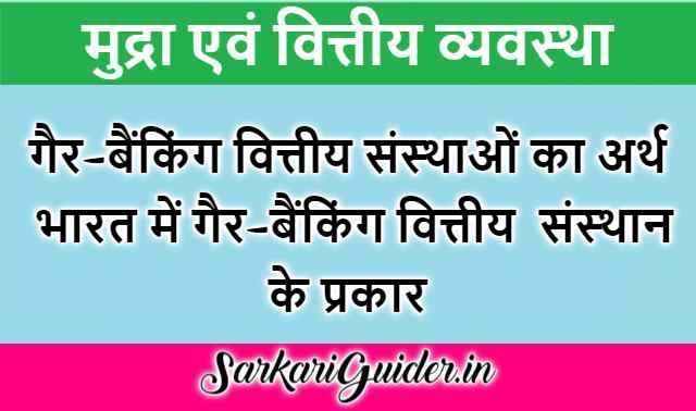 गैर-बैंकिंग वित्तीय संस्थाओं का अर्थ