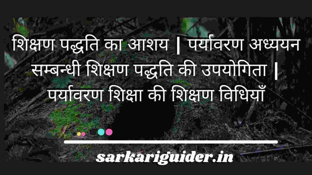 शिक्षण पद्धति का आशय | पर्यावरण अध्ययन सम्बन्धी शिक्षण पद्धति की उपयोगिता | पर्यावरण शिक्षा की शिक्षण विधियाँ