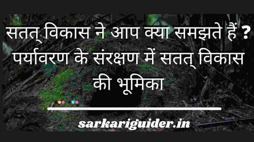 सतत् विकास ने आप क्या समझते हैं ? पर्यावरण के संरक्षण में सतत् विकास की भूमिका