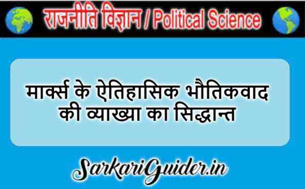 मार्क्स के ऐतिहासिक भौतिकवाद की व्याख्या का सिद्धान्त
