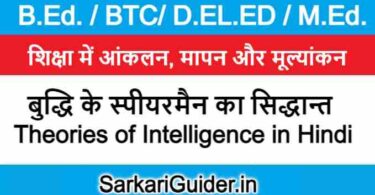 बुद्धि के स्पीयरमैन का सिद्धान्त