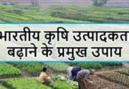 भारतीय कृषि उत्पादकता बढ़ाने के प्रमुख उपाय