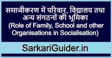 समाजीकरण में परिवार, विद्यालय तथा अन्य संगठनों की भूमिका