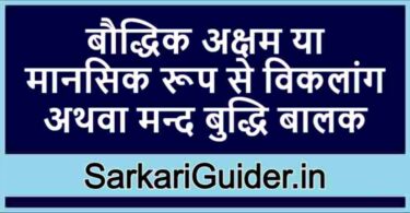 बौद्धिक अक्षम या मानसिक रूप से विकलांग अथवा मन्द बुद्धि बालक