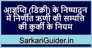 आज्ञप्ति (डिक्री) के निष्पादन में निर्णीत ऋणी की सम्पत्ति की कुर्की के नियम